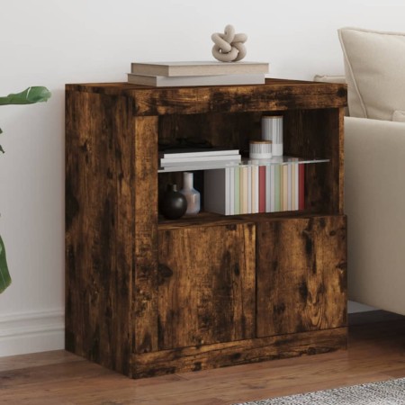 Sideboard with LED lights smoked oak 60.5x37x67 cm by , Sideboards - Ref: Foro24-836620, Price: 82,28 €, Discount: %