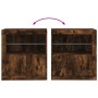 Sideboard with LED lights smoked oak 60.5x37x67 cm by , Sideboards - Ref: Foro24-836620, Price: 82,28 €, Discount: %