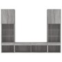 Muebles TV pared con LED 5 pzas madera ingeniería gris Sonoma de , Muebles TV - Ref: Foro24-3216695, Precio: 213,87 €, Descue...