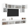 Wall TV cabinets with LED 6 pieces white engineered wood by , TV Furniture - Ref: Foro24-3216704, Price: 232,37 €, Discount: %