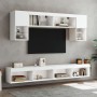 Wall TV cabinets with LED 6 pieces white engineered wood by , TV Furniture - Ref: Foro24-3216704, Price: 232,37 €, Discount: %