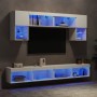 Wall TV cabinets with LED 6 pieces white engineered wood by , TV Furniture - Ref: Foro24-3216704, Price: 232,37 €, Discount: %