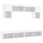 Wall TV cabinets with LED 6 pieces white engineered wood by , TV Furniture - Ref: Foro24-3216704, Price: 232,37 €, Discount: %