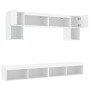 Wall TV cabinets with LED 6 pieces white engineered wood by , TV Furniture - Ref: Foro24-3216704, Price: 232,37 €, Discount: %