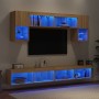 TV-Wandmöbel mit LED, 6-teilig, Holzwerkstoff, Sonoma-Eiche von , TV-Möbel - Ref: Foro24-3216706, Preis: 212,55 €, Rabatt: %