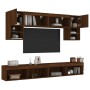 TV wall furniture with LED 6 pieces oak brown engineered wood by , TV Furniture - Ref: Foro24-3216710, Price: 207,84 €, Disco...