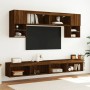 TV wall furniture with LED 6 pieces oak brown engineered wood by , TV Furniture - Ref: Foro24-3216710, Price: 207,84 €, Disco...