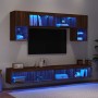 TV wall furniture with LED 6 pieces oak brown engineered wood by , TV Furniture - Ref: Foro24-3216710, Price: 207,84 €, Disco...