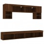 TV wall furniture with LED 6 pieces oak brown engineered wood by , TV Furniture - Ref: Foro24-3216710, Price: 207,84 €, Disco...