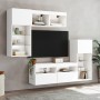 Wall TV cabinets with LED 5 pieces white engineered wood by , TV Furniture - Ref: Foro24-3216725, Price: 281,60 €, Discount: %