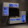 Wall TV cabinets with LED 5 pieces white engineered wood by , TV Furniture - Ref: Foro24-3216725, Price: 281,60 €, Discount: %