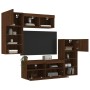 TV wall furniture with LED 5 pieces oak brown engineered wood by , TV Furniture - Ref: Foro24-3216731, Price: 256,44 €, Disco...