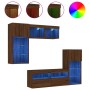 Muebles TV pared con LED 5 pzas madera ingeniería marrón roble de , Muebles TV - Ref: Foro24-3216731, Precio: 258,99 €, Descu...