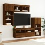 TV wall furniture with LED 5 pieces oak brown engineered wood by , TV Furniture - Ref: Foro24-3216731, Price: 256,44 €, Disco...