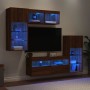 TV wall furniture with LED 5 pieces oak brown engineered wood by , TV Furniture - Ref: Foro24-3216731, Price: 256,44 €, Disco...