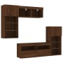 TV wall furniture with LED 5 pieces oak brown engineered wood by , TV Furniture - Ref: Foro24-3216731, Price: 256,44 €, Disco...