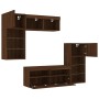 TV wall furniture with LED 5 pieces oak brown engineered wood by , TV Furniture - Ref: Foro24-3216731, Price: 256,44 €, Disco...