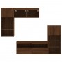 TV wall furniture with LED 5 pieces oak brown engineered wood by , TV Furniture - Ref: Foro24-3216731, Price: 256,44 €, Disco...