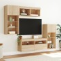 TV wall furniture with LED 5 pieces engineered wood Sonoma oak by , TV Furniture - Ref: Foro24-3216727, Price: 260,53 €, Disc...