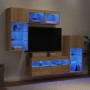 Muebles TV pared con LED 5 pzas madera ingeniería roble Sonoma de , Muebles TV - Ref: Foro24-3216727, Precio: 272,65 €, Descu...