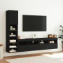 Wall TV cabinets with LED 4 pieces black engineered wood by , TV Furniture - Ref: Foro24-3216712, Price: 180,45 €, Discount: %