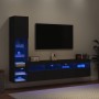 Wall TV cabinets with LED 4 pieces black engineered wood by , TV Furniture - Ref: Foro24-3216712, Price: 180,45 €, Discount: %