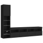 Wall TV cabinets with LED 4 pieces black engineered wood by , TV Furniture - Ref: Foro24-3216712, Price: 180,45 €, Discount: %