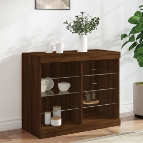 Sideboard with LED lights brown oak 81x37x67 cm by , Sideboards - Ref: Foro24-836706, Price: 74,37 €, Discount: %