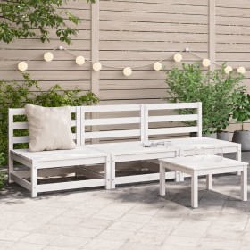 Garden sofas without armrests 3 units white wood 70x70x67 cm by , Modular outdoor sofas - Ref: Foro24-837929, Price: 150,99 €...