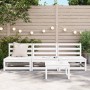 Garden sofas without armrests 3 units white wood 70x70x67 cm by , Modular outdoor sofas - Ref: Foro24-837929, Price: 146,34 €...