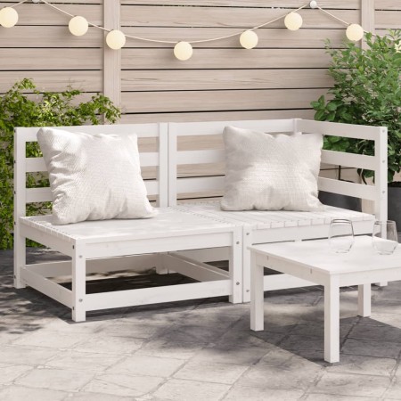 2-Sitzer-Gartensofa aus massivem weißem Kiefernholz von , Modulare Sofas für den Außenbereich - Ref: Foro24-837943, Preis: 13...