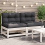 Gartensofas ohne Armlehnen mit Kissen 2 Einheiten aus weißem Holz von , Modulare Sofas für den Außenbereich - Ref: Foro24-838...