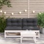 Garden sofas without armrests with cushions 2 units white wood by , Modular outdoor sofas - Ref: Foro24-838087, Price: 139,99...