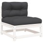 Garden sofas without armrests with cushions 2 units white wood by , Modular outdoor sofas - Ref: Foro24-838087, Price: 139,99...