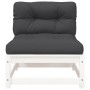 Garden sofas without armrests with cushions 2 units white wood by , Modular outdoor sofas - Ref: Foro24-838087, Price: 139,99...