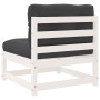 Garden sofas without armrests with cushions 2 units white wood by , Modular outdoor sofas - Ref: Foro24-838087, Price: 139,99...