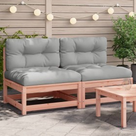 Garden sofas without armrests with cushions 2 units Douglas wood by , Modular outdoor sofas - Ref: Foro24-838091, Price: 149,...