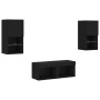 Wall TV cabinets with LED lights 4 pieces black by , TV Furniture - Ref: Foro24-3216570, Price: 120,99 €, Discount: %