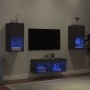 Wall TV cabinets with LED lights 4 pieces black by , TV Furniture - Ref: Foro24-3216570, Price: 120,99 €, Discount: %