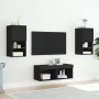 Wall TV cabinets with LED lights 4 pieces black by , TV Furniture - Ref: Foro24-3216570, Price: 120,99 €, Discount: %