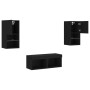 Wall TV cabinets with LED lights 4 pieces black by , TV Furniture - Ref: Foro24-3216570, Price: 120,99 €, Discount: %