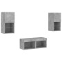 Wall TV cabinets with LED lights 4 pieces concrete gray by , TV Furniture - Ref: Foro24-3216572, Price: 120,99 €, Discount: %