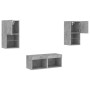 Wall TV cabinets with LED lights 4 pieces concrete gray by , TV Furniture - Ref: Foro24-3216572, Price: 120,99 €, Discount: %