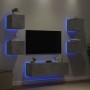 Wall TV cabinets with LED lights 5 pieces concrete gray by , TV Furniture - Ref: Foro24-3216863, Price: 159,60 €, Discount: %