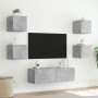 Wall TV cabinets with LED lights 5 pieces concrete gray by , TV Furniture - Ref: Foro24-3216863, Price: 159,60 €, Discount: %