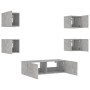 Wall TV cabinets with LED lights 5 pieces concrete gray by , TV Furniture - Ref: Foro24-3216863, Price: 159,60 €, Discount: %