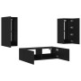 Muebles de TV de pared con luces LED 3 piezas negro de , Muebles TV - Ref: Foro24-3216868, Precio: 163,52 €, Descuento: %