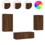 Wall TV cabinets with LED lights 3 pieces oak brown by , TV Furniture - Ref: Foro24-3216880, Price: 170,99 €, Discount: %