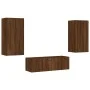 Wall TV cabinets with LED lights 3 pieces oak brown by , TV Furniture - Ref: Foro24-3216880, Price: 170,99 €, Discount: %