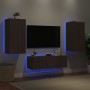 Muebles de TV de pared con luces LED 3 piezas marrón roble de , Muebles TV - Ref: Foro24-3216880, Precio: 170,99 €, Descuento: %